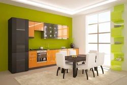 Combination of green with other colors in the kitchen interior