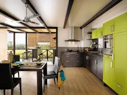 Combination Of Green With Other Colors In The Kitchen Interior