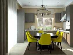 Gray beige walls in the kitchen interior