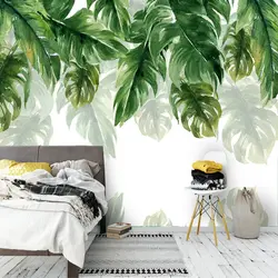 Palm leaves in the bedroom interior