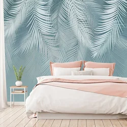 Palm leaves in the bedroom interior