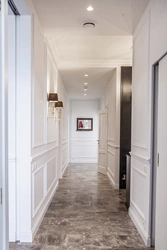 White tiles on the hallway floor photo