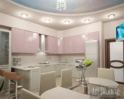 Powder-colored kitchen photos in the interior