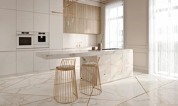 Kitchen interior design with porcelain stoneware photo