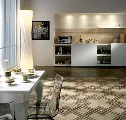 Kitchen interior design with porcelain stoneware photo