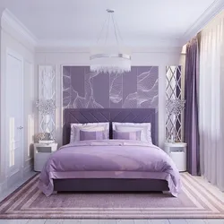 Combination of lilac color in the bedroom interior photo