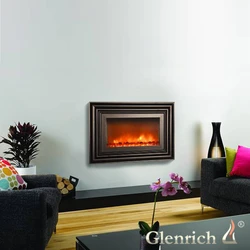 Built-in electric fireplace in the living room photo