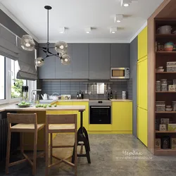 Design Of A Room With A Kitchen In Gray Tones