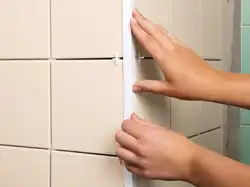 Corners on bathroom tiles photo