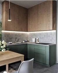 Wood and gray color in the kitchen interior