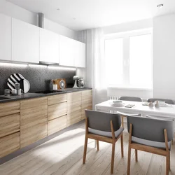 Wood and gray color in the kitchen interior