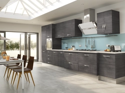 Wood and gray color in the kitchen interior