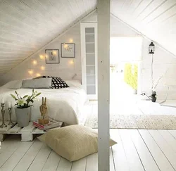 Photo design of attic bedroom with gable