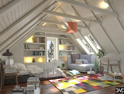 Photo design of attic bedroom with gable