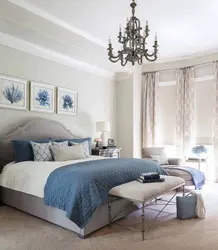 Дизайн спальни в бежево голубых тонах