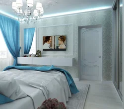 Bedroom Design In Beige And Blue Tones