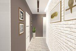 Wallpaper in the hallway in a modern style, light photos in the interior