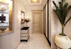 Wallpaper in the hallway in a modern style, light photos in the interior