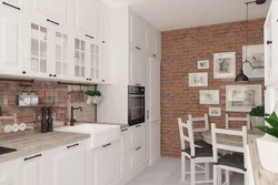 Brick wallpaper kitchen design