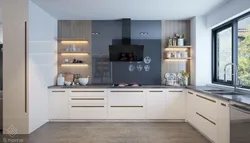 Black kitchens without upper cabinets photo