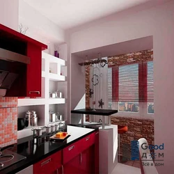 Small kitchens with access to the balcony design photo