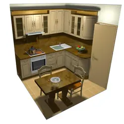 Brezhnevka kitchen design with refrigerator photo