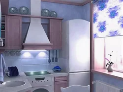 Brezhnevka Kitchen Design With Refrigerator Photo