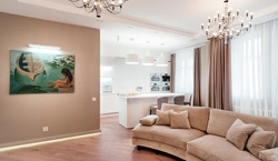 Living room in peach color design