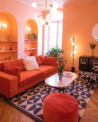 Гостиная в персиковом цвете дизайн