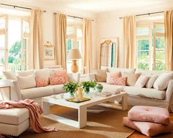 Гостиная в персиковом цвете дизайн