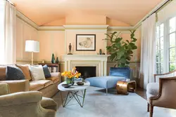 Living Room In Peach Color Design