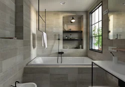 Rectangular bathtub in the interior