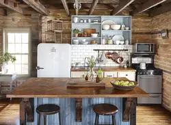 Wooden table design in the kitchen