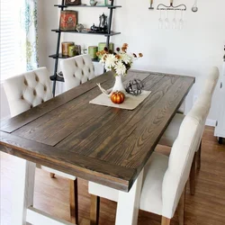 Wooden table design in the kitchen