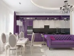 Lilac kitchen living room photo