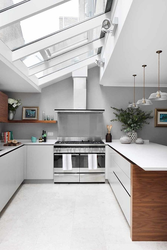 Sloping ceiling in the kitchen photo