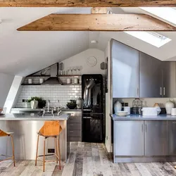 Sloping ceiling in the kitchen photo