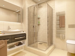 Design project of a bathroom with shower and bathtub photo