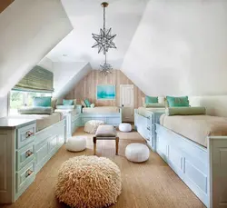 Teenager's bedroom in the attic photo