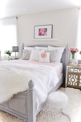 White bed in the bedroom photo