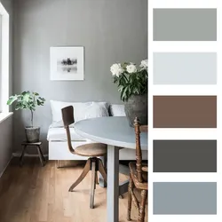 Color combination in the living room interior photo gray
