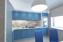 Синяя Кухня С Белым Гарнитуром Фото