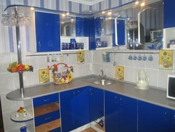 Blue Kitchen With White Fittings Photo