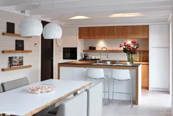 Дизайн гостиной совмещенной с кухней с островом