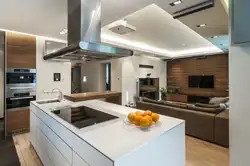 Design Of A Living Room Combined With A Kitchen With An Island