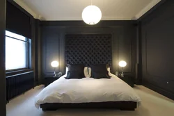 Small bedroom design in dark colors