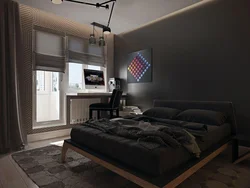 Small bedroom design in dark colors