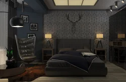 Bedroom interiors in masculine style