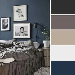 Combination of colors in the interior with gray bedroom