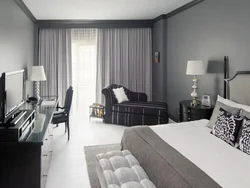 Combination of colors in the interior with gray bedroom